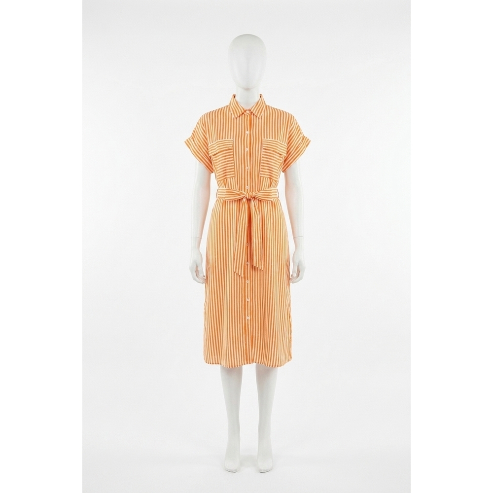NEW COMPANIA FANTASTICA stripe midi dress in orange